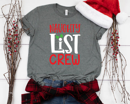 Naughty List Crew Christmas T Shirt for Holiday Fun