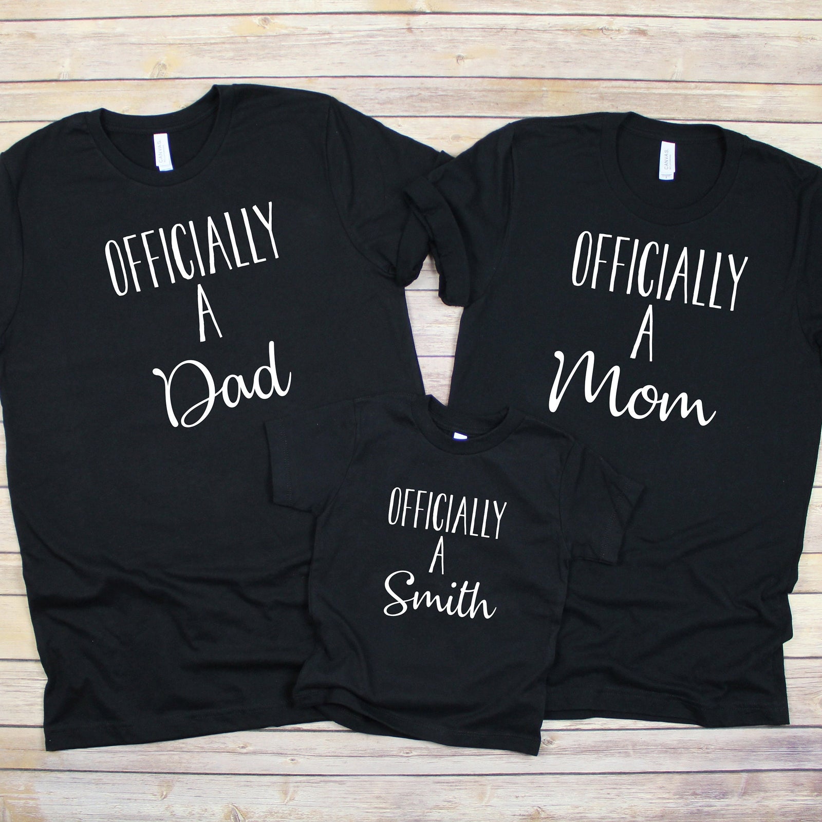 Officially a Mom - Officially a Dad - Officially Adopted - Adoption Shirts for Family with Custom Name - Gotcha Day