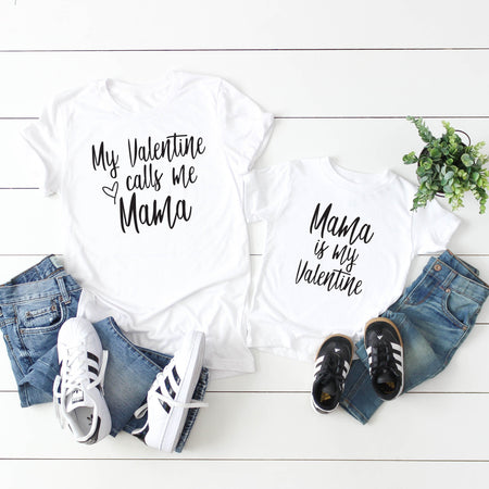 My Valentine Calls Me Mom Matching Shirts for Kids