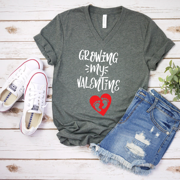 Growing My Valentine T Shirt for Exciting Baby Reveal