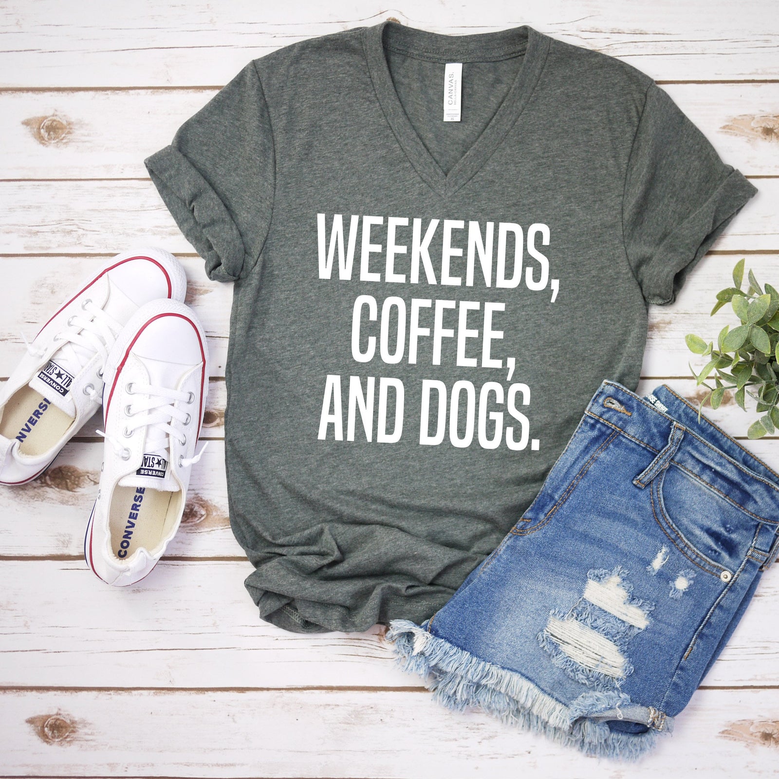 Weekends Coffee and Dogs T Shirt - Dog Coffee Lover Shirt- Pet Rescue T Shirt - Funny Dog Mom Shirt