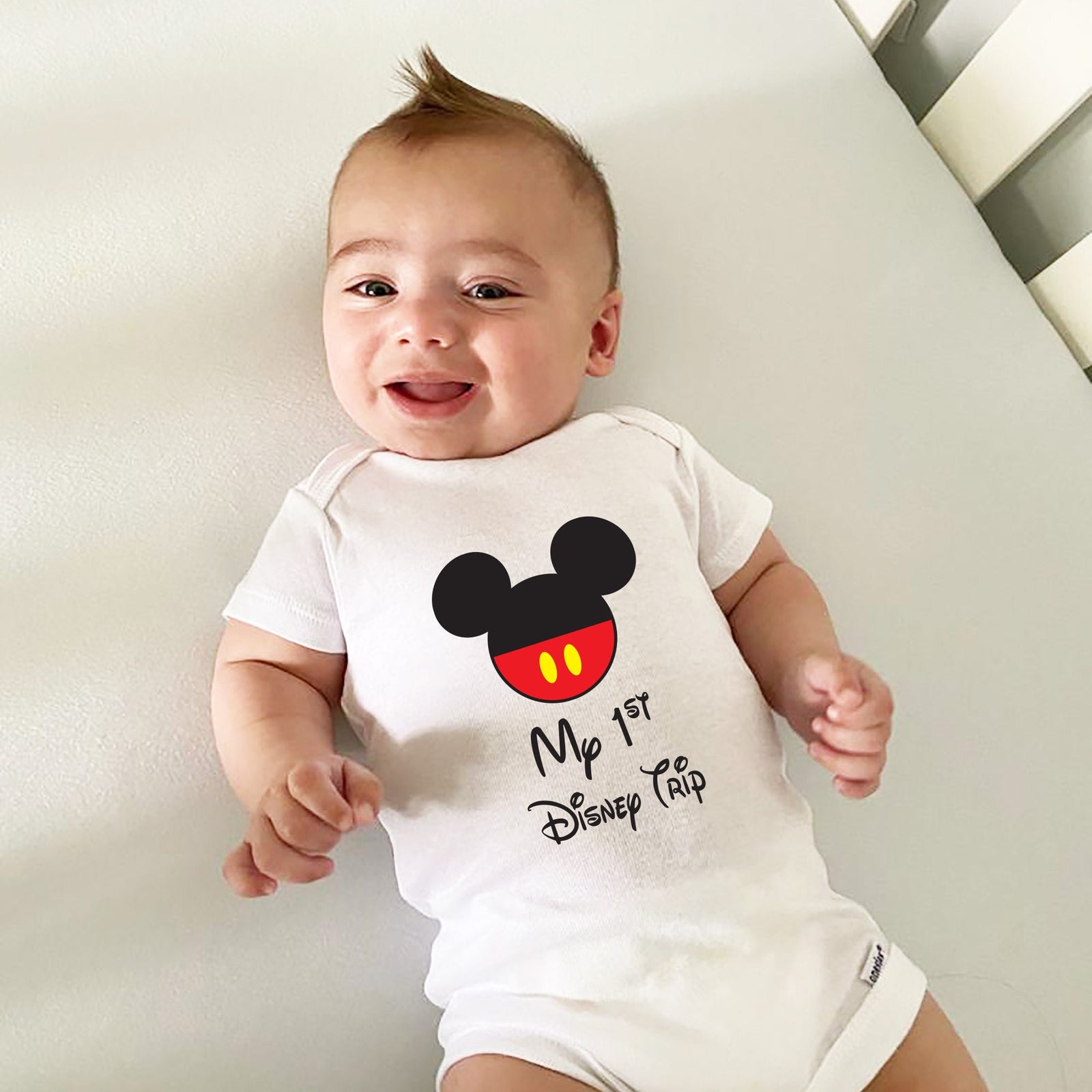 My First Disney Trip Shirt - Baby Mickey Mouse Pants -  Infant Onesie - 1st Time Visit