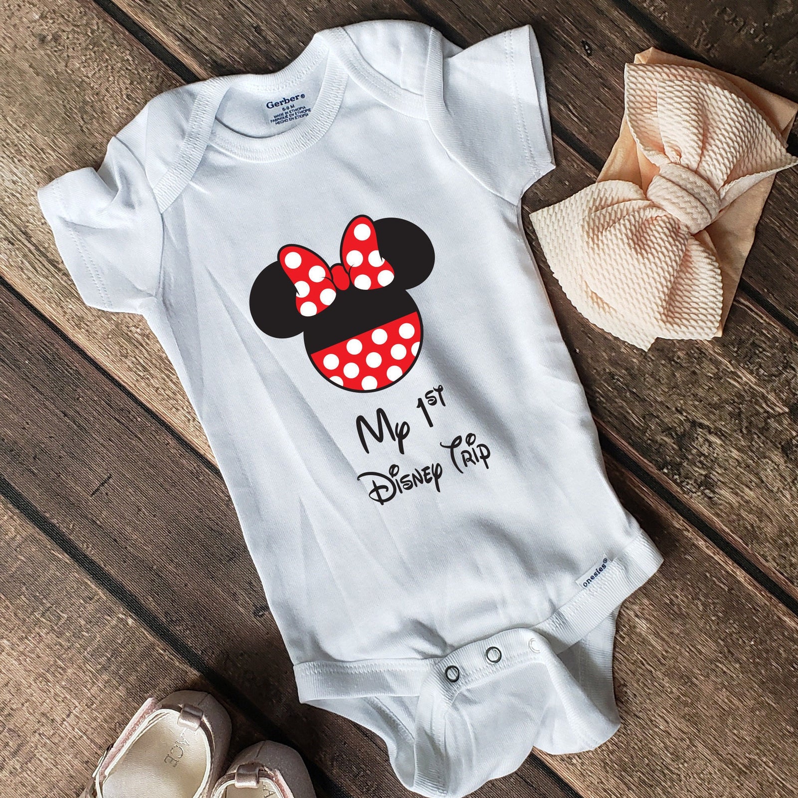 My First Disney Trip Shirt - Baby Minnie Mouse Pants -  Infant Onesie - 1st Time Visit