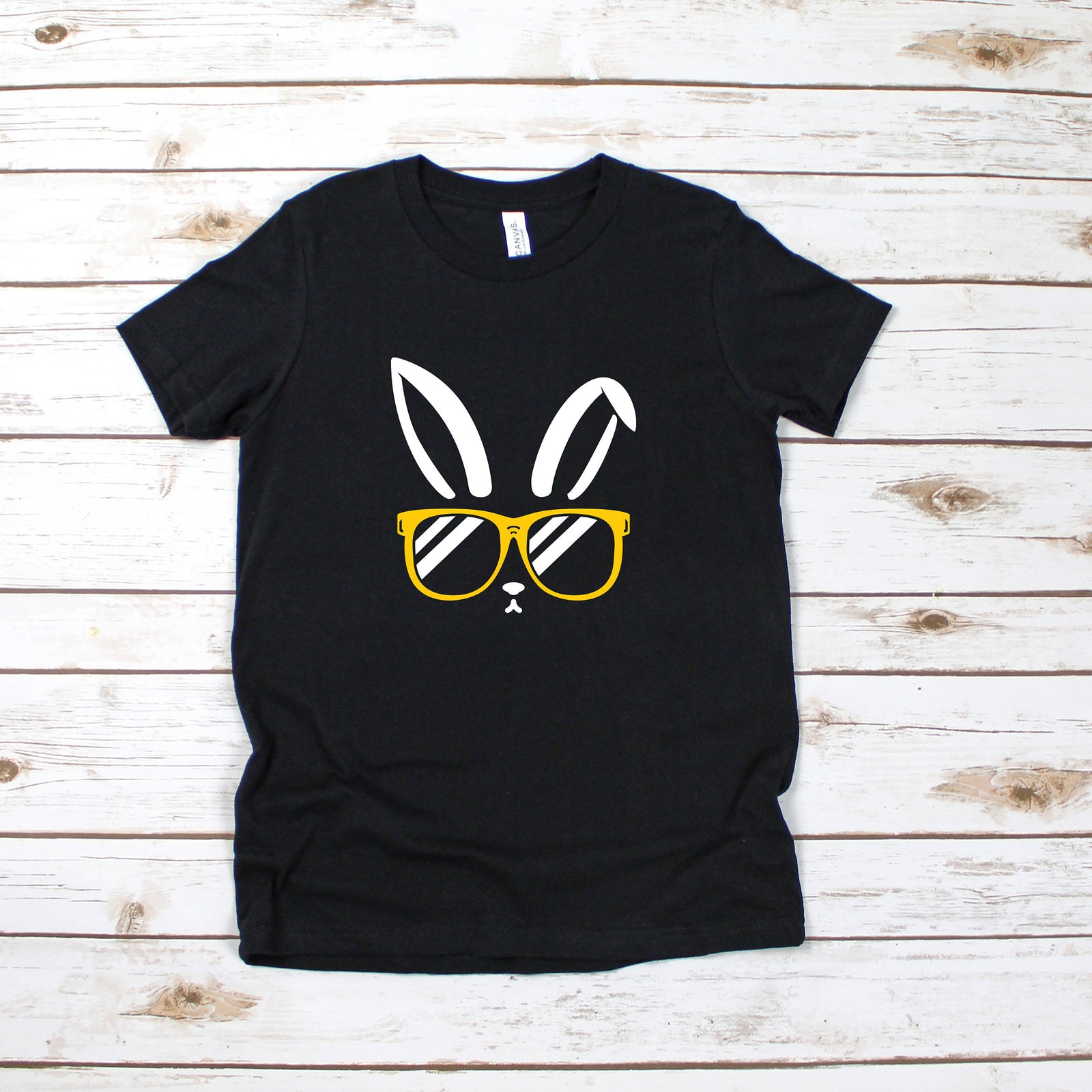 Cool Bunny Wearing Sunglasses Shirt - Kids Easter Shirt - Boy or Girl Bunny Marsh mellow Shirt
