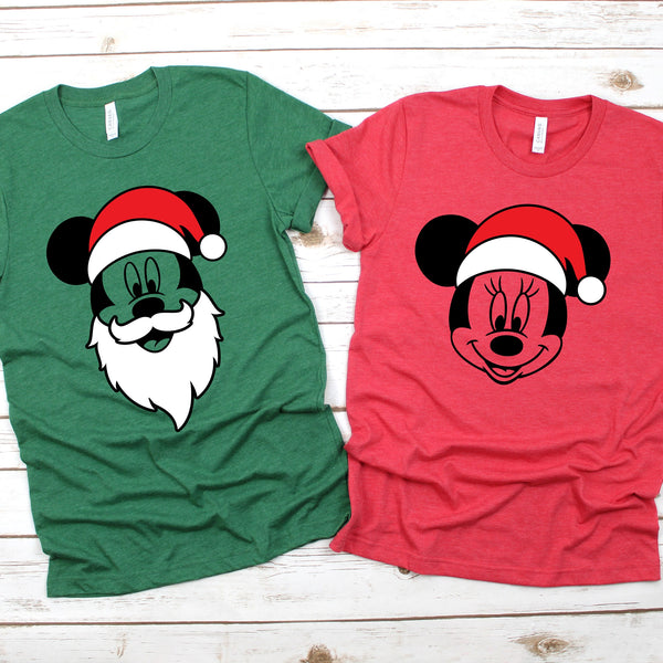 Santa Mickey and Minnie Christmas T Shirts for Couples