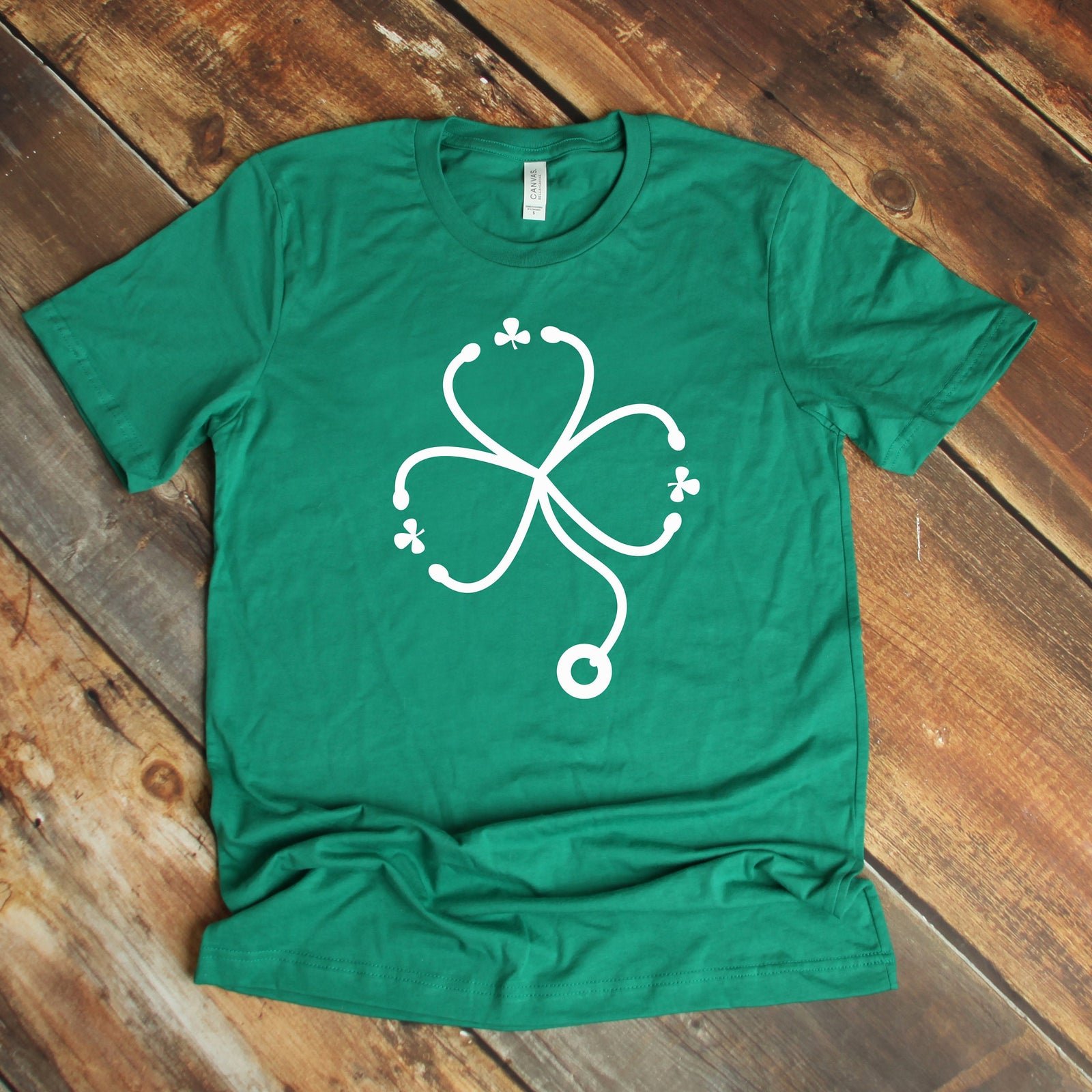 Lucky Nurse or Doctor T Shirt - St. Patrick's Day Shirt - Clover Stethoscope - Green Irish Luck - Health Care Worker