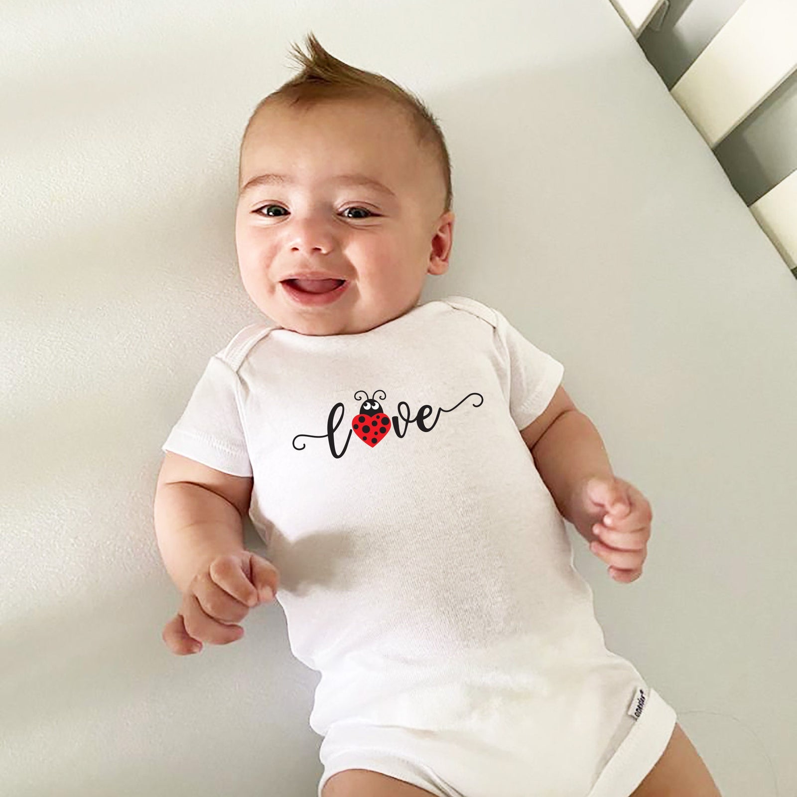 Love Lady Bug Shirt - My First Valentine's Day Onesie for Baby Boy or Girl - 1st Valentines Shirt
