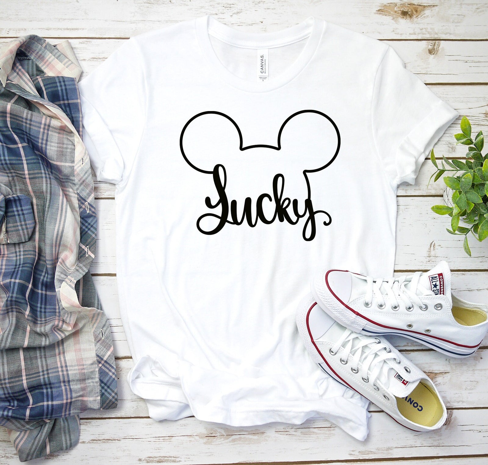 St. Patrick's Day Mickey Mouse T Shirt- Shamrock Clover Mickey - Lucky Mickey Outline - Disney St. Patrick's Day Shirt