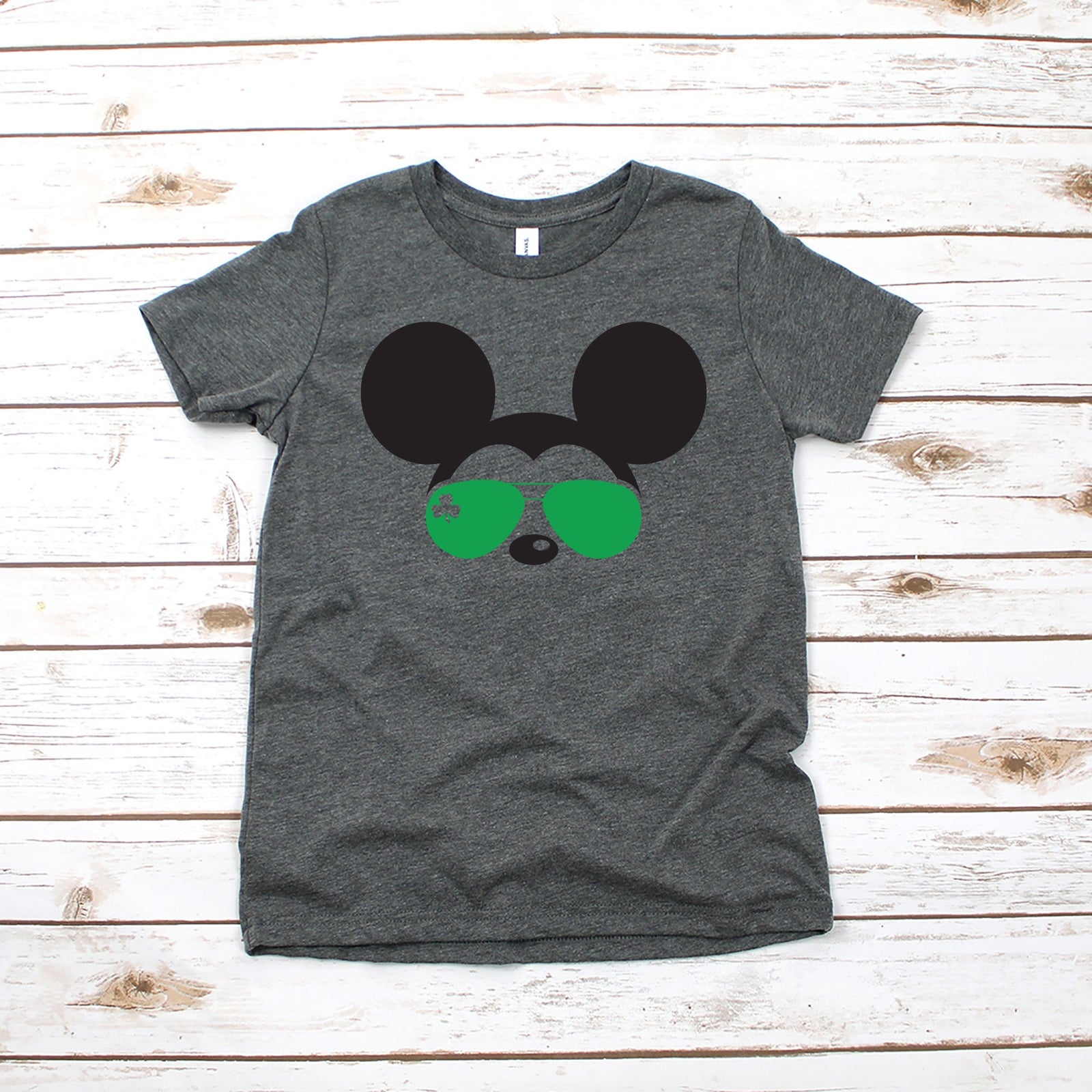 Mickey Mouse St. Patrick's Day T Shirt - Kids Disney - Three Leaf Clover Sunglasses - Shamrock Lucky Mickey Shirt