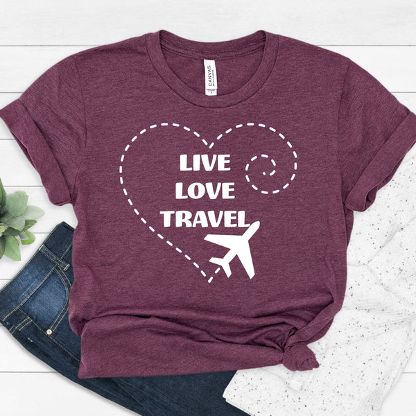 Live Love Travel T Shirt for Family Vacations