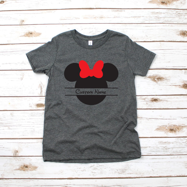 Custom Name Minnie Mouse Youth T Shirt for Kids