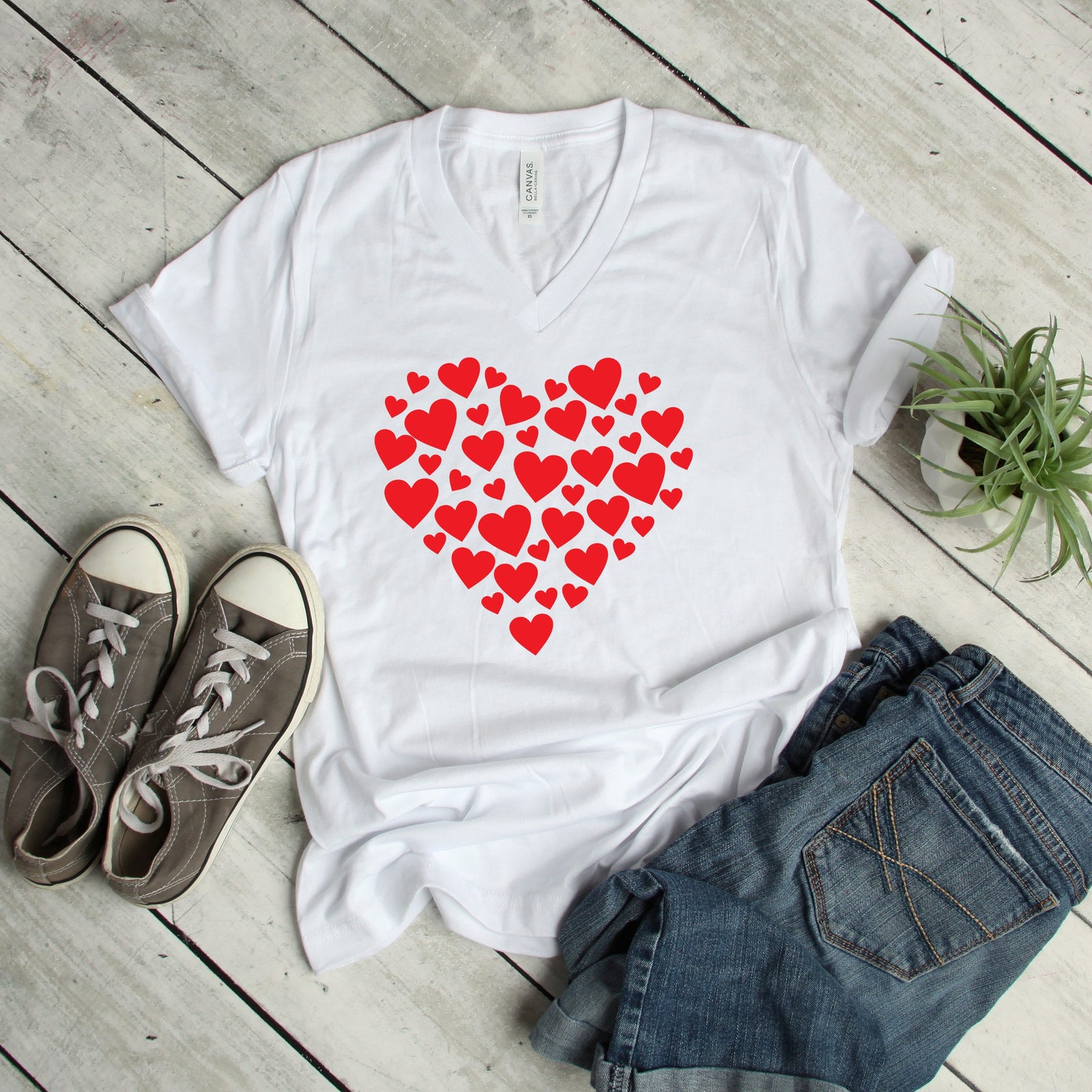 Hearts in Heart Shape T Shirt - Unisex Adult Valentine's Day Heart Shirt - Valentines Day Gift