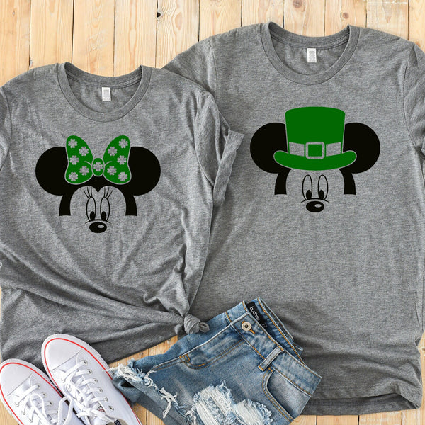 St. Patrick's Day Minnie and Mickey Matching Couples Shirts
