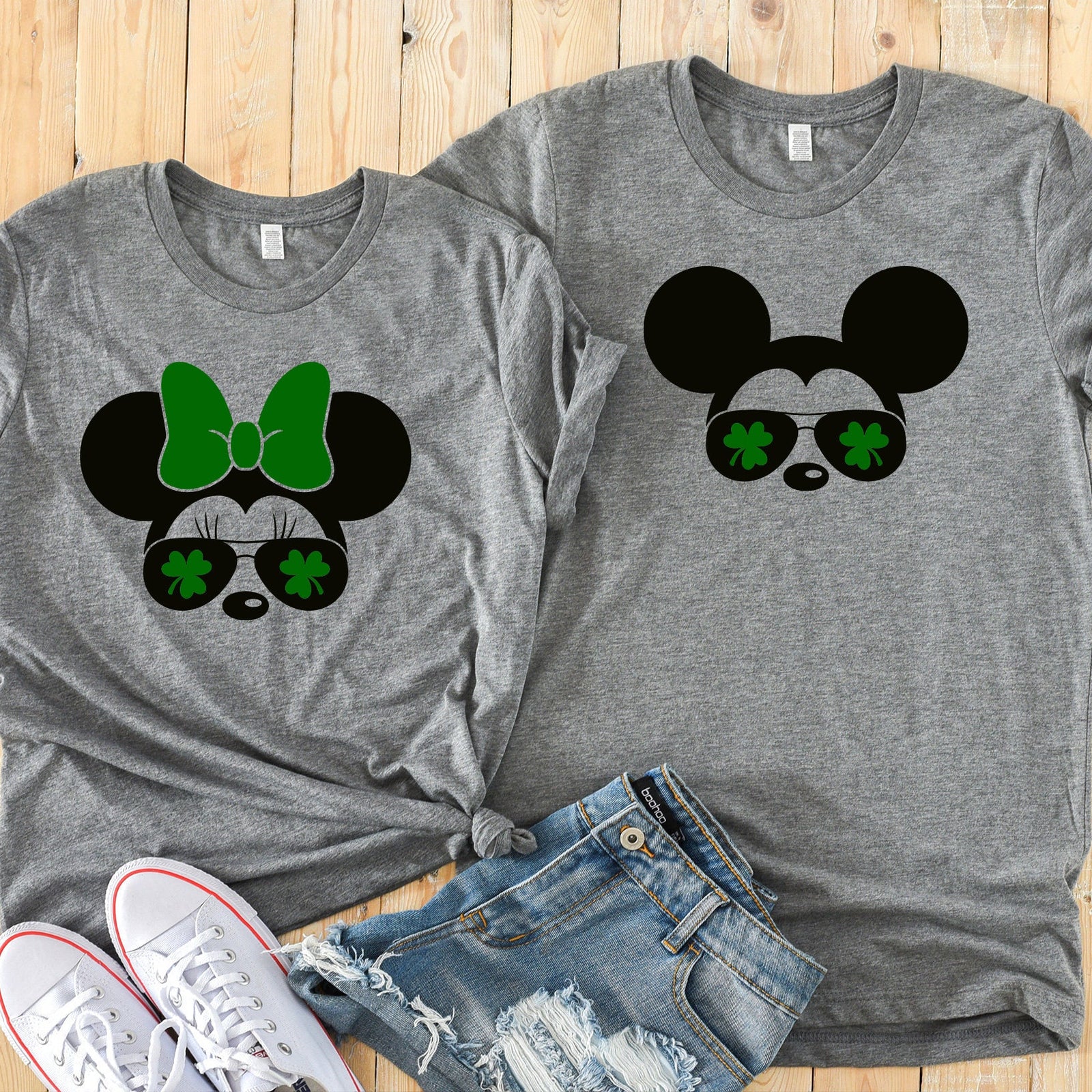 St. Patrick's Day Minnie and Mickey Shirt - Matching Disney Couple Shirts - Minnie and Mickey Sunglasses Shirt
