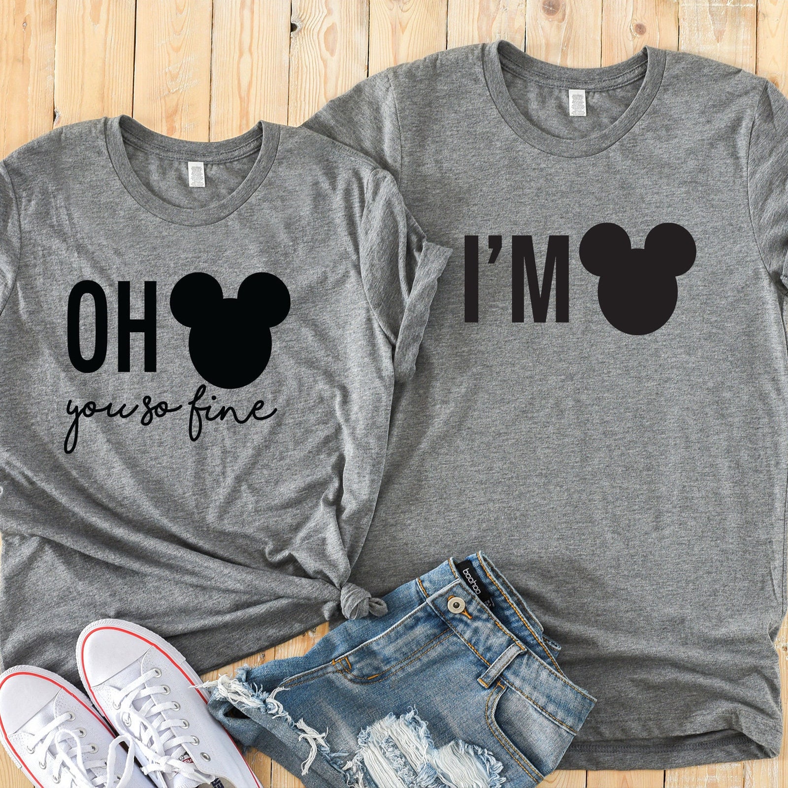 Oh Mickey You So Fine and I'm Mickey Disney Couples Matching T Shirts - Mickey and Minnie Mouse Adult Shirts - Custom Colors