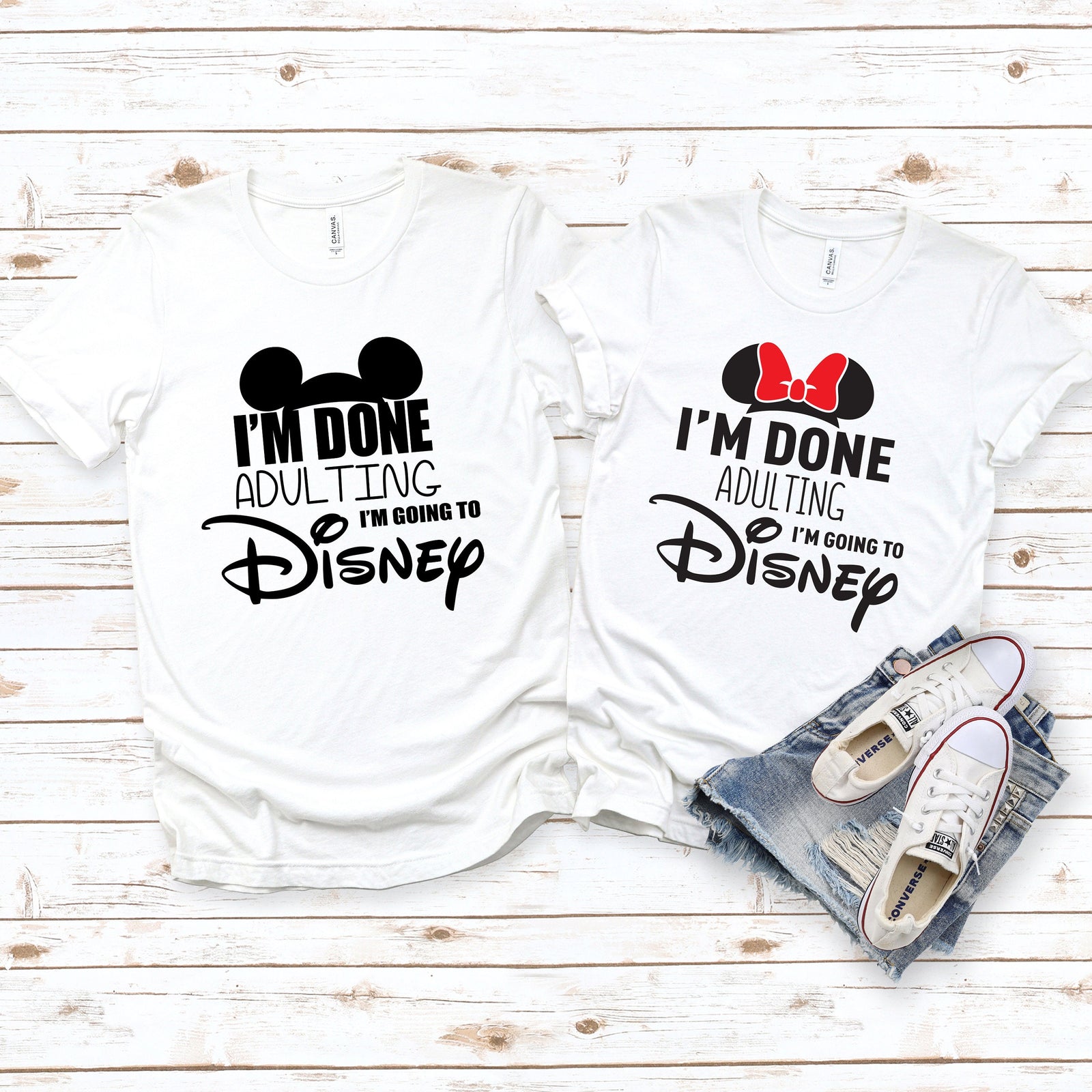 I'm Done Adulting Mickey and Minnie Mouse Shirts - Disney Couples - Matching Shirts - Minnie Mickey Couple Shirt