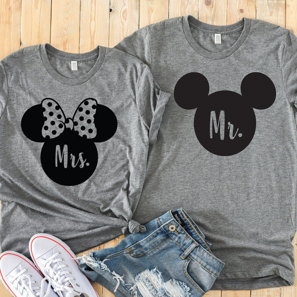 Mr. and Mrs. Minnie and Mickey Mouse Matching Honeymoon Shirts