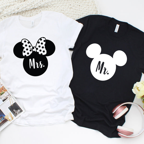 Mr. and Mrs. Minnie and Mickey Mouse Matching Shirts for Couples