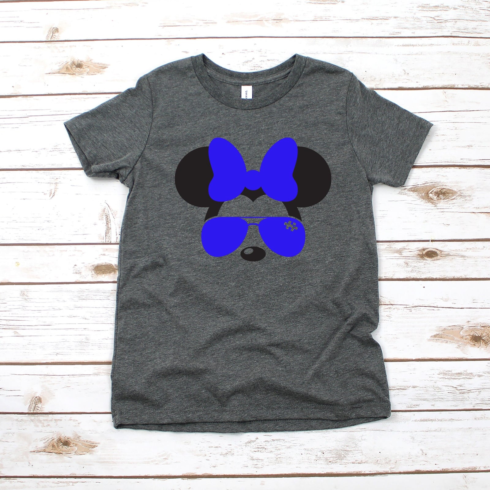 Autism Awareness Minnie Mouse T Shirt -Custom Shirt - Infant Toddler Youth Minnie Shirt - Disney Kids Shirts - Cool Minnie Sunglasses