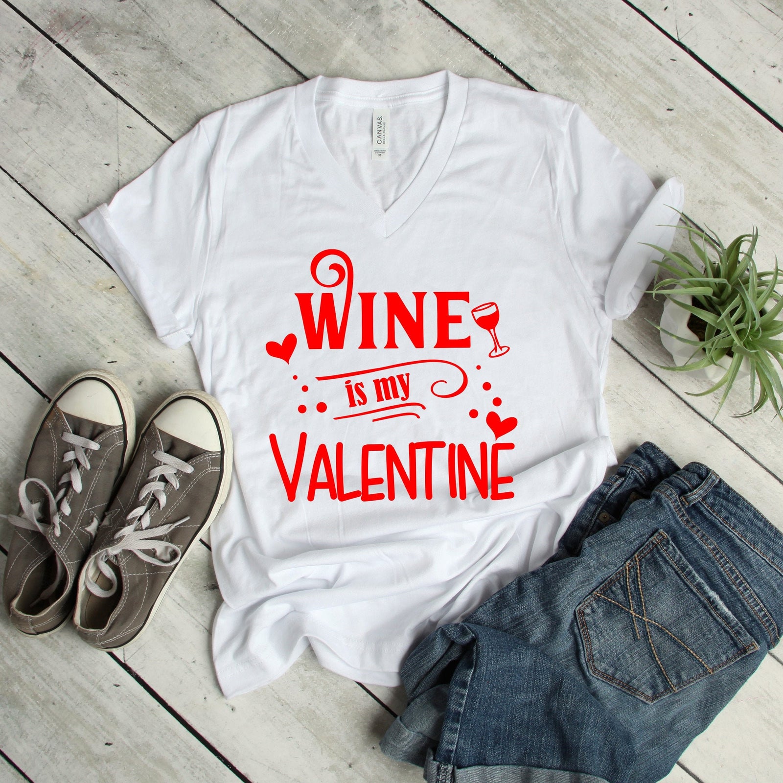 Wine is my Valentine- Cute Valentine Shirt - Unisex Adult Valentine's Day Shirt - Valentines Day Gift