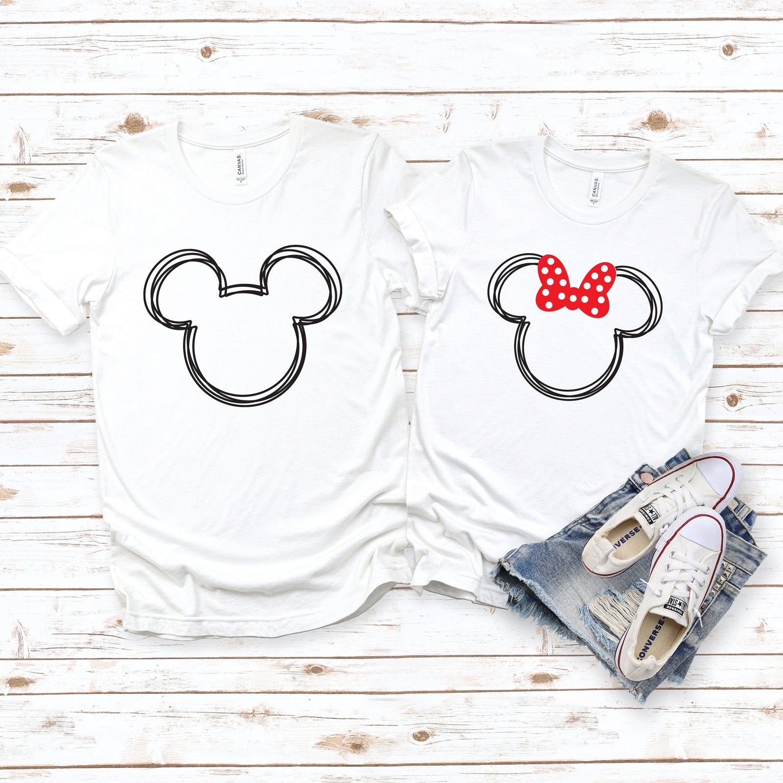 Scribble Minnie and Mickey Shirts - Disney Couples - Matching Shirts - Hand Drawn Characters