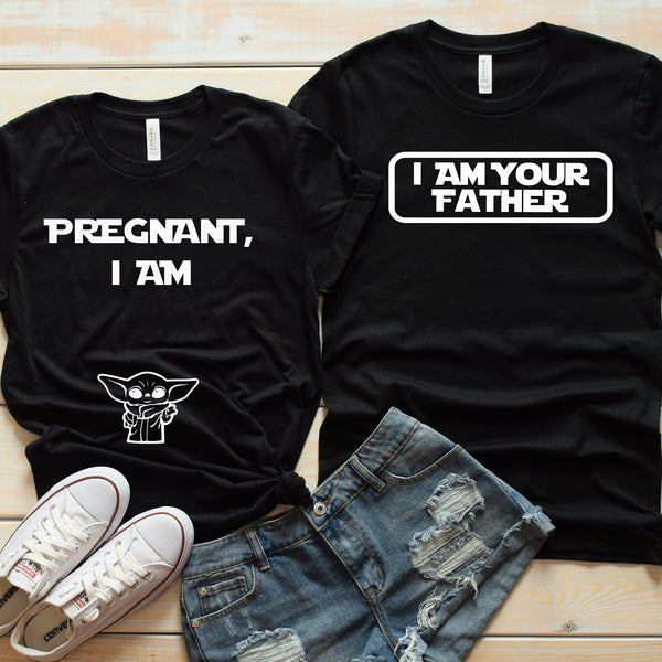 Pregnant I Am Disney Star Wars Couples Shirt for Announcements