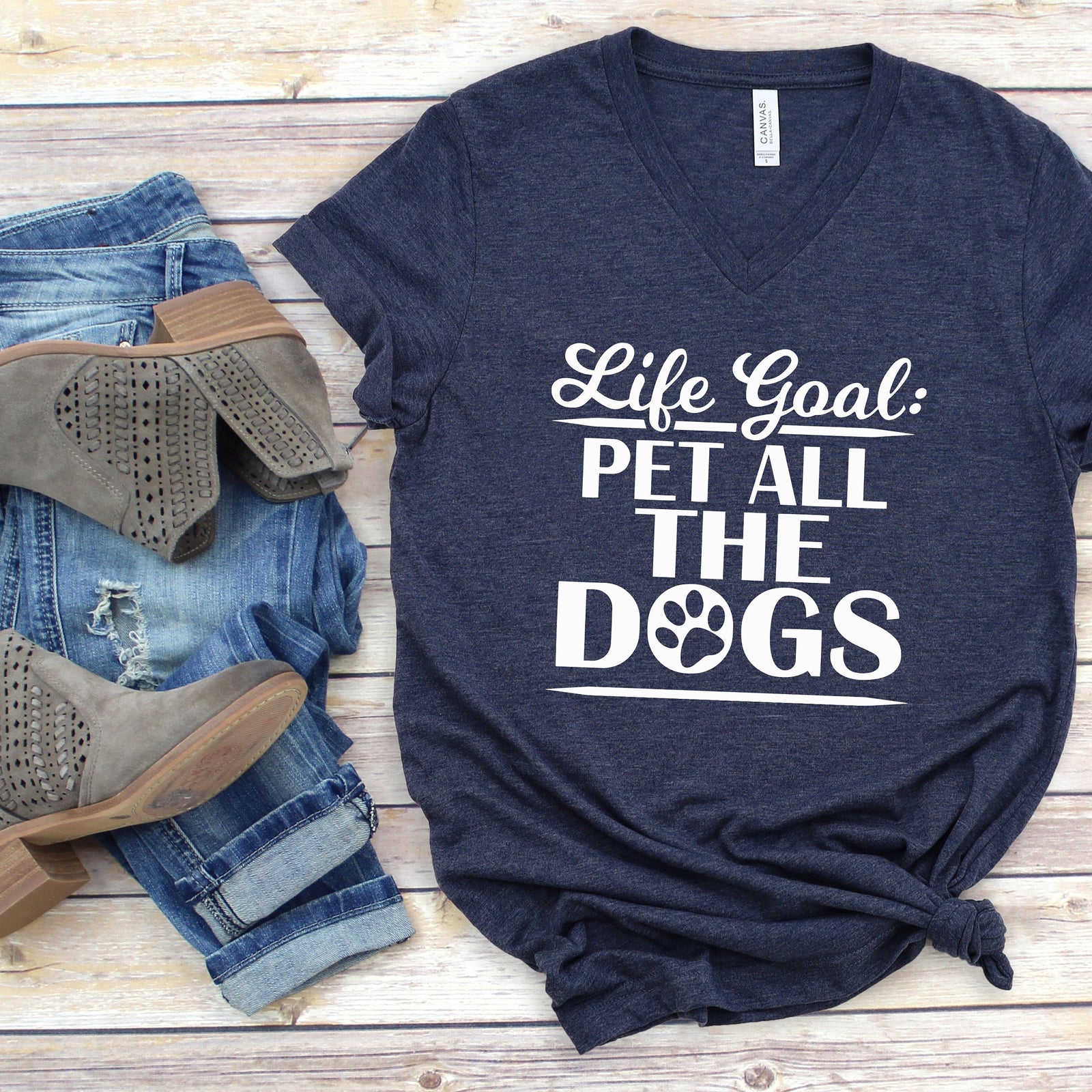 Life Goal Pet All the Dogs T Shirt - Dog Lover Shirt - Paw T Shirt - Pet Lover Gift