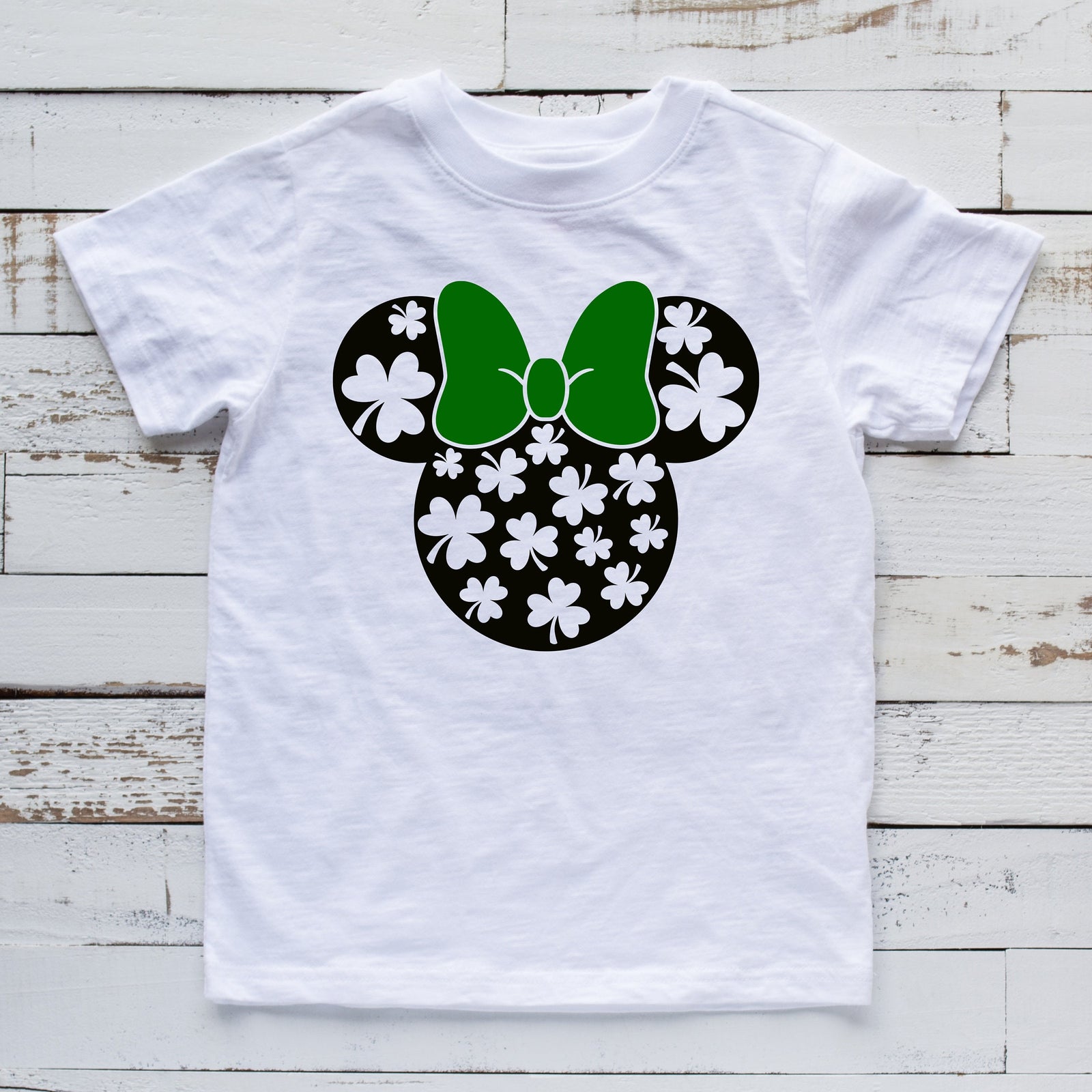 St. Patrick's Day Minnie Mouse T Shirt for Kids - Green Clover - Shamrocks - Lucky Disney Shirt