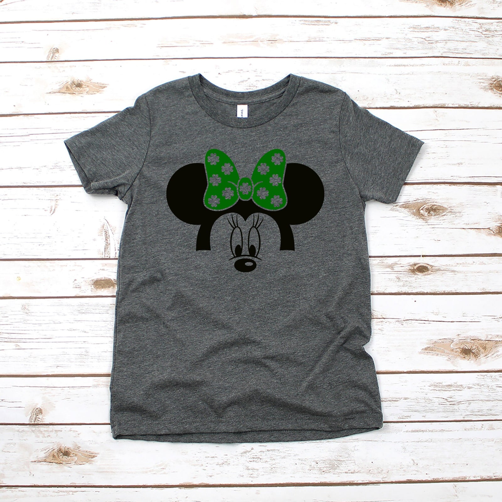 Minnie Mouse St. Patrick's Day T Shirt - Kids Disney - Shamrock Clover Bow -Lucky Minnie Shirt