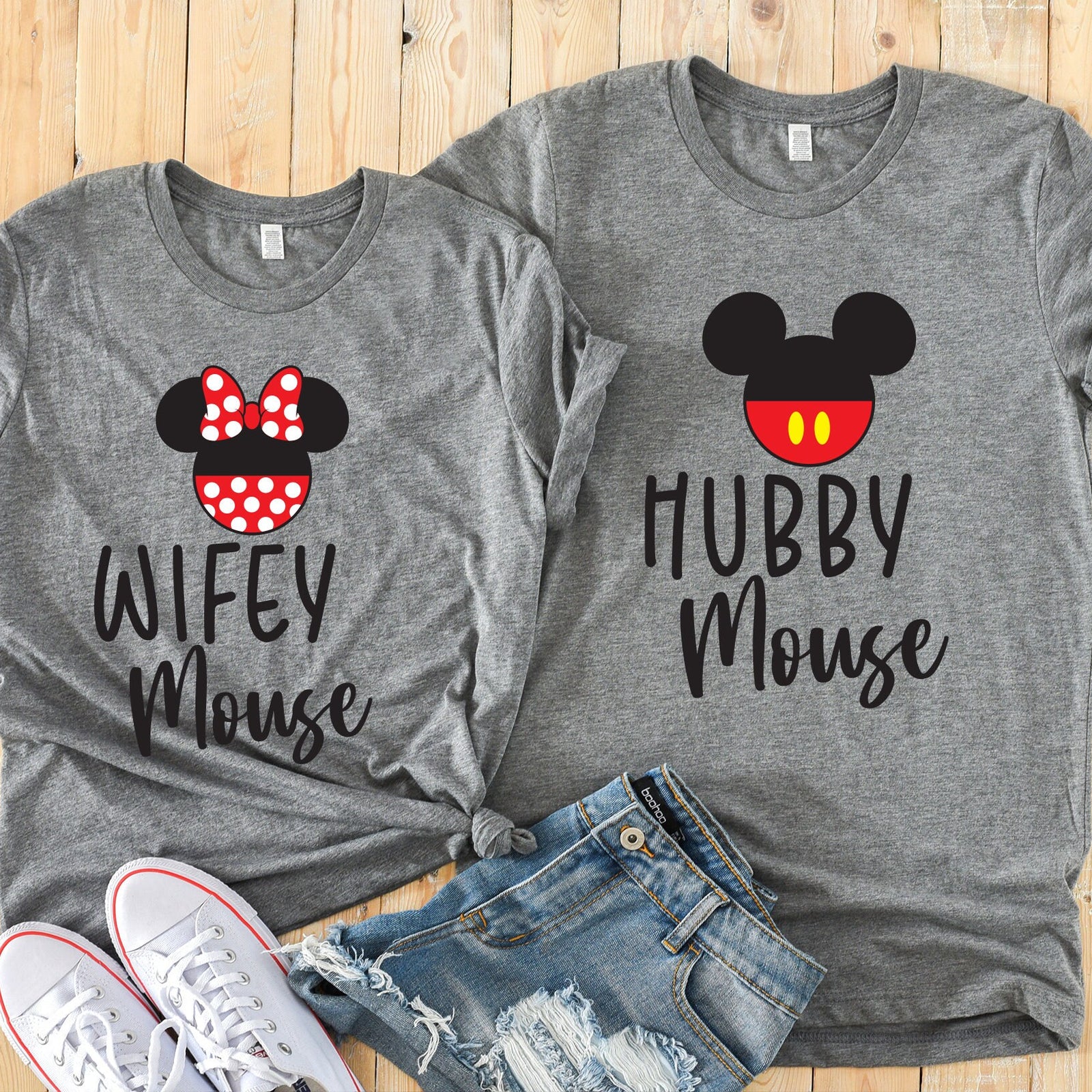 Hubby Mouse and Wifey Mouse Custom Matching Disney Shirts - Disney Couples - Mickey and Minnie