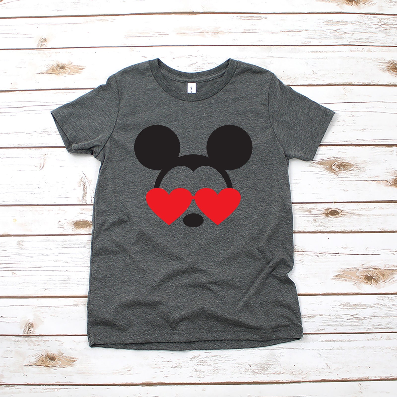 Valentine's Day Mickey Mouse Youth T Shirt -Infant Toddlers and Kids Disney T Shirts - Heart Glasses