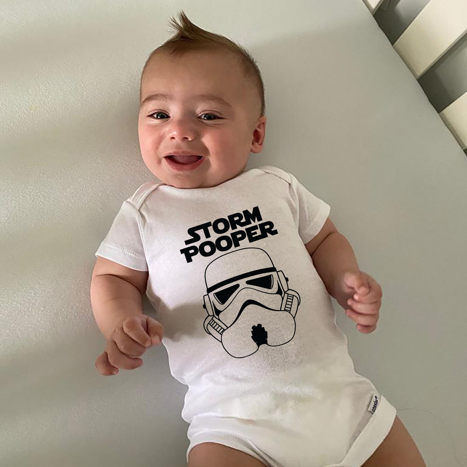 Storm Pooper and Dark Side Onesie - Funny Baby Onesie - Infant Joke Onesie - Baby Humor Onesie - Star Wars Themed