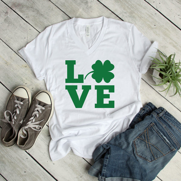 Lucky Love Four Leaf Clover T Shirt for St. Patrick's Day