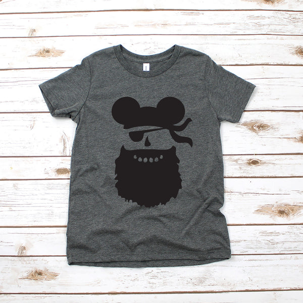 Bearded Pirate Mickey Mouse Youth T Shirt for Kids
