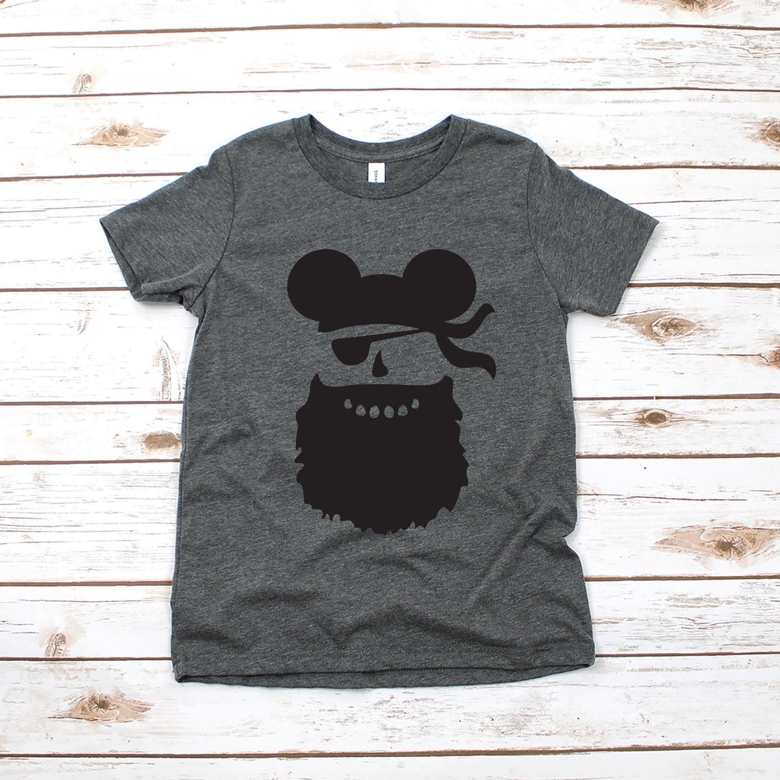Bearded Pirate Mickey Mouse Youth T Shirt - Disney Kids Mickey T Shirts - Disney Matching Family Shirts - Ahoy - Pirate's Life