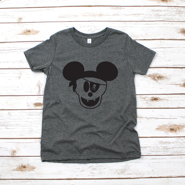 Pirate Skull Mickey Mouse Youth T Shirt for Fun Adventures