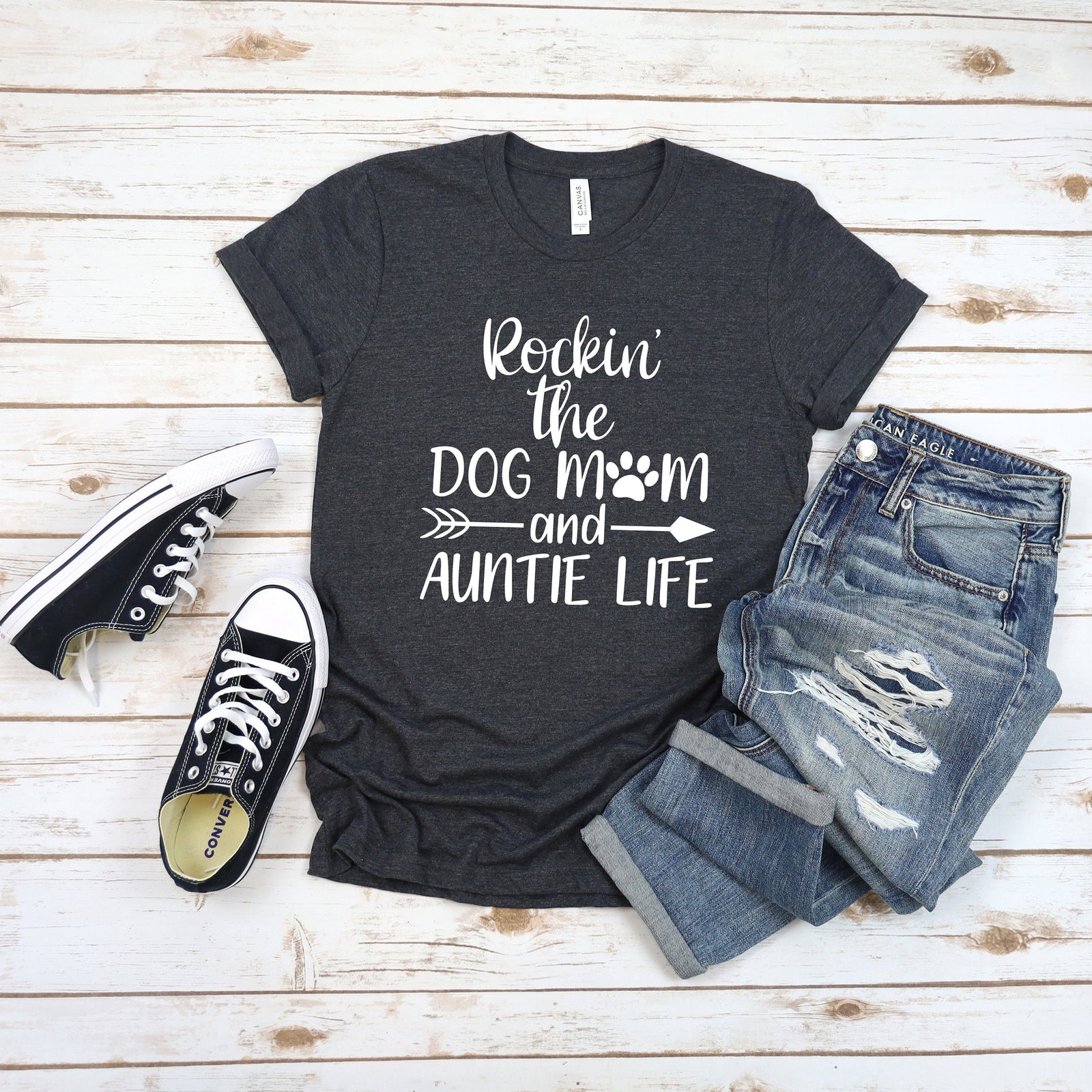 Rockin the Dog Mom and Auntie Life T Shirt - Love Them Spoil Them Give Them Back  - Auntie - God Mother - Pet Lover