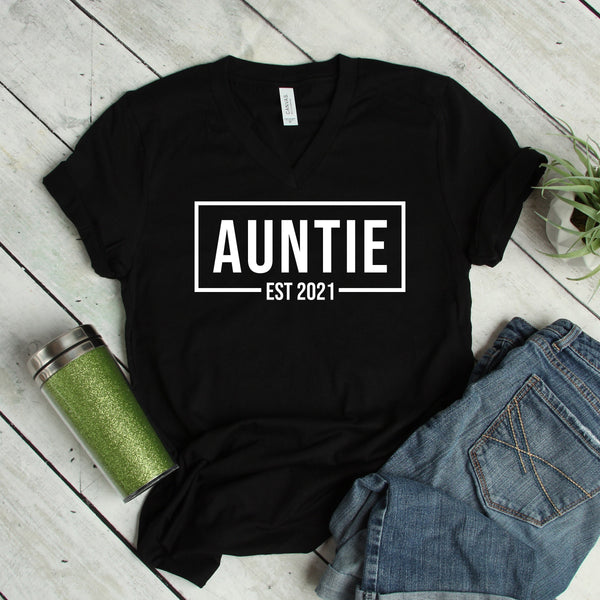 Auntie Established 2021 T Shirt for Proud Announcement