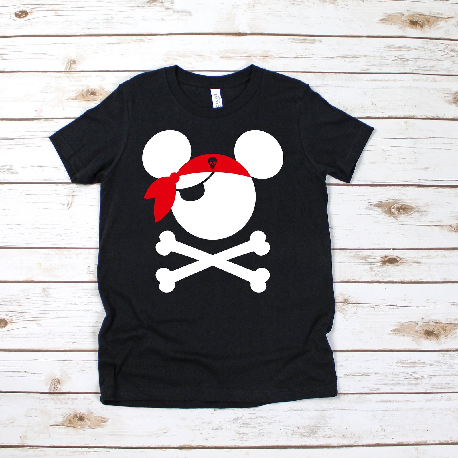 Custom Mickey Mouse Pirate Disney T shirt - Cross Bones Skeleton Skull  - Personalized Disney Matching Family Shirts