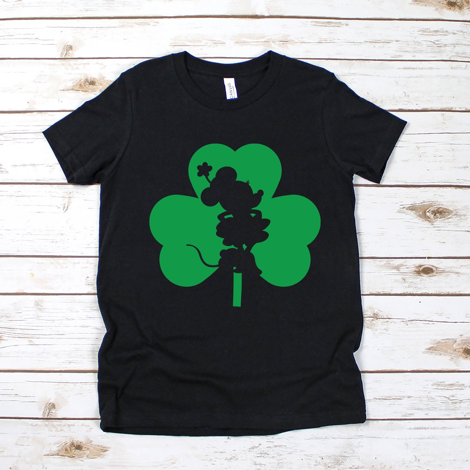 Minnie Mouse Youth Kids T Shirt - Disney St. Patrick's Day - Shamrock - Luckiest Kid Ever - Silhouette - Family Matching Shirts