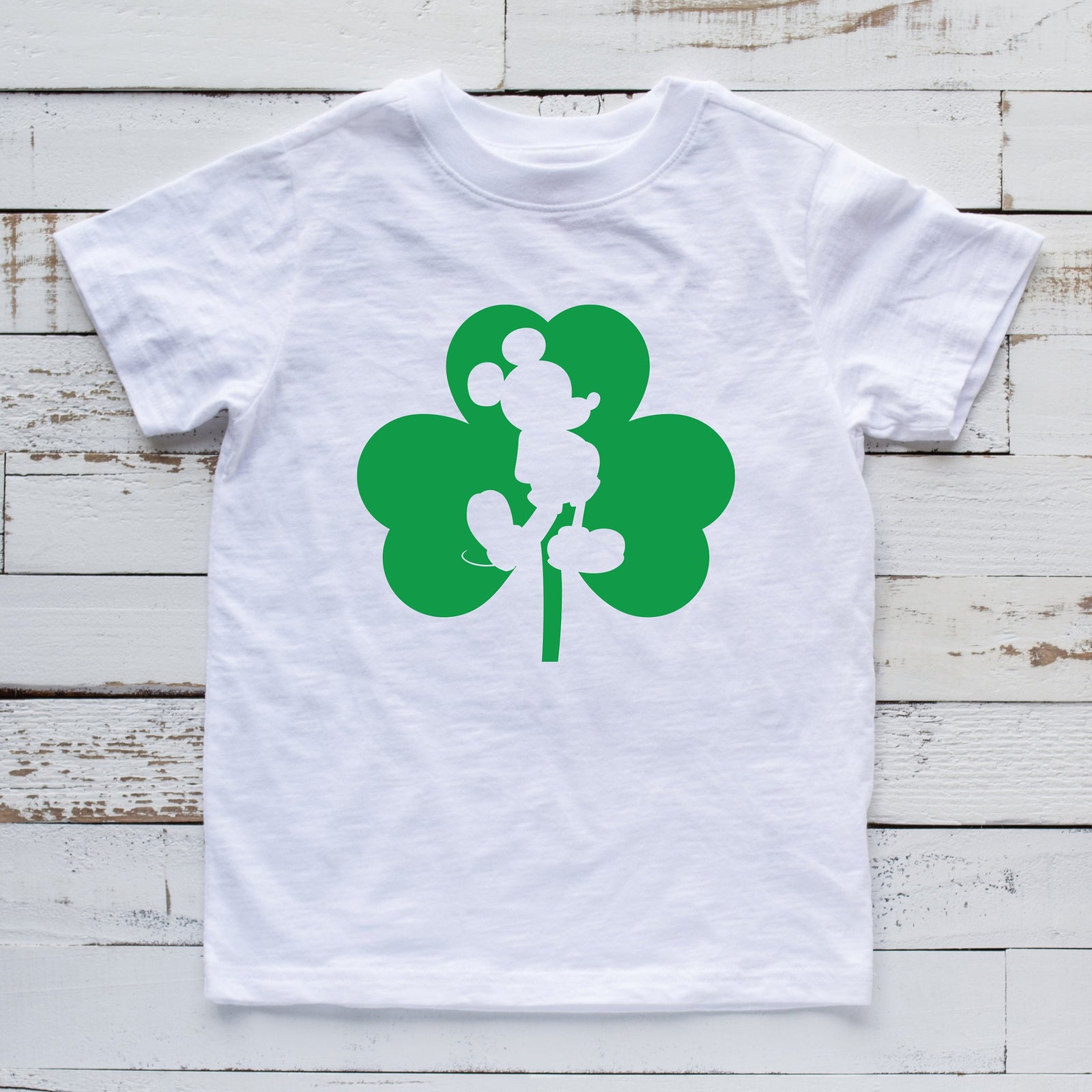 Mickey Mouse Youth Kids T Shirt - Disney St. Patrick's Day - Shamrock - Luckiest Kid Ever - Silhouette - Family Matching Shirts