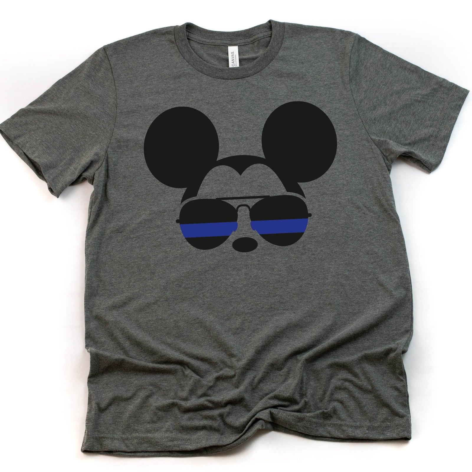 Mickey Mouse Police Blue Line T Shirt -Front Line - Officer - Aviator Glasses