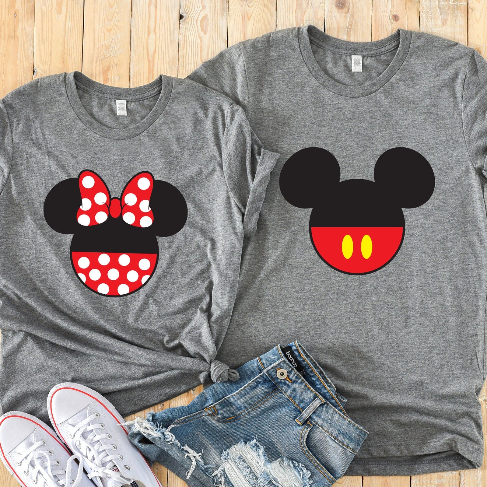 Mickey Mouse Pants and Minnie Mouse Pants - Disney Heads Matching Shirts - Disney Couples