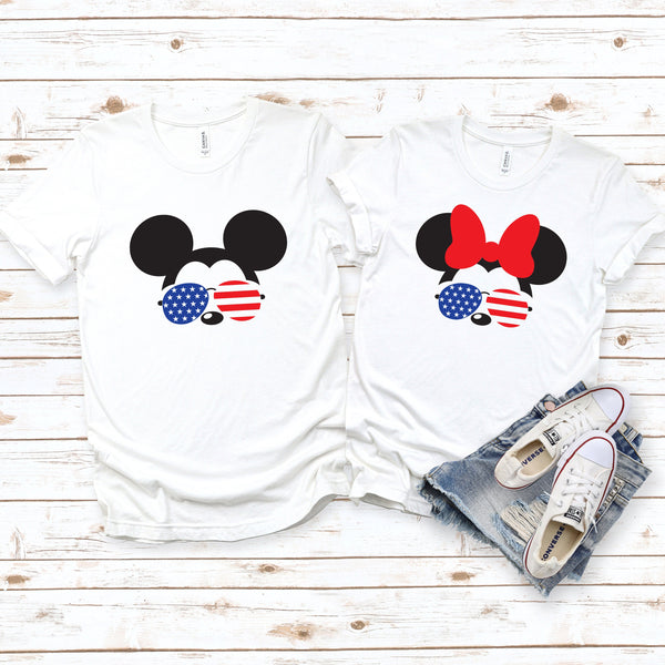 Fourth Of July Couples T Shirts - Mickey and Minnie Matching Set