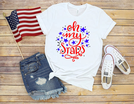 Oh My Stars Fourth of July Adult T Shirt for Comfort
