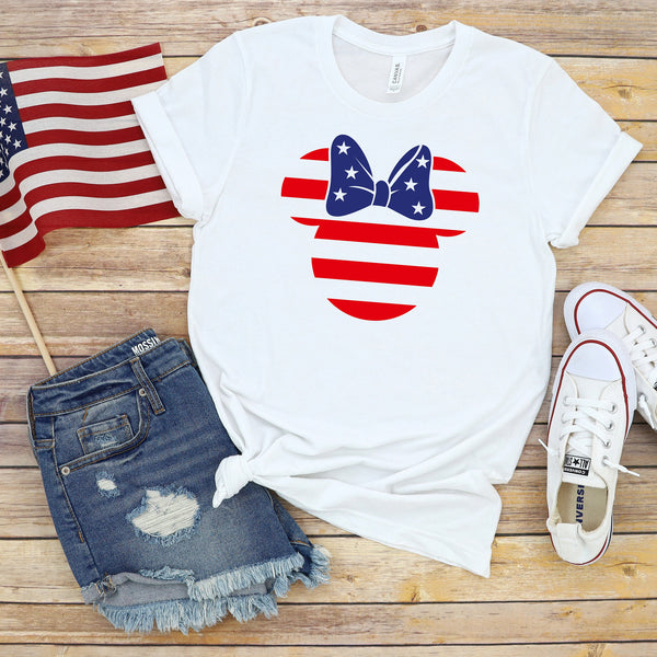 Minnie Mouse Stars and Stripes Adult T Shirt for Independence Day