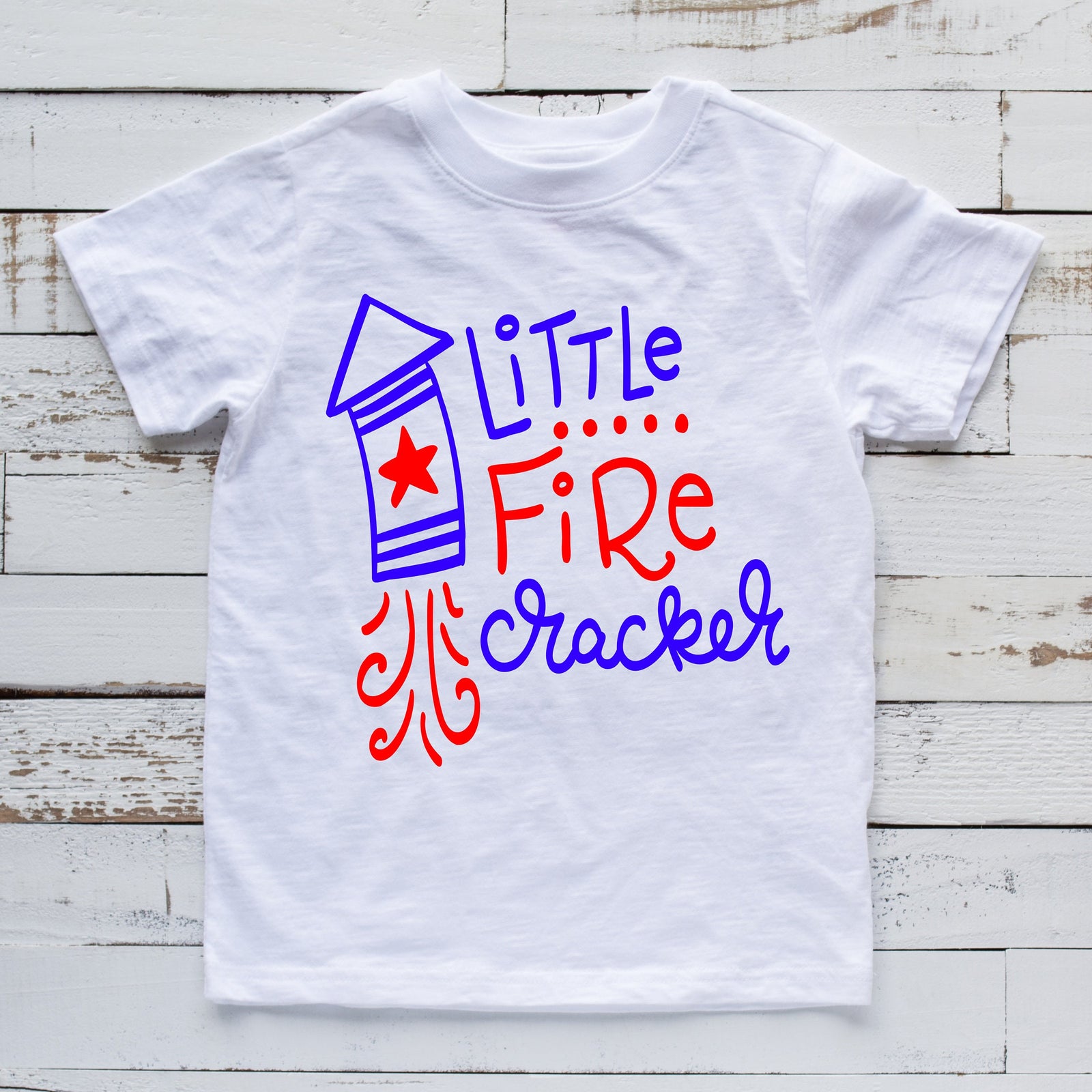 Little Fire Cracker - Youth Fourth Of July Shirt - Memorial Day - Red White and Blue