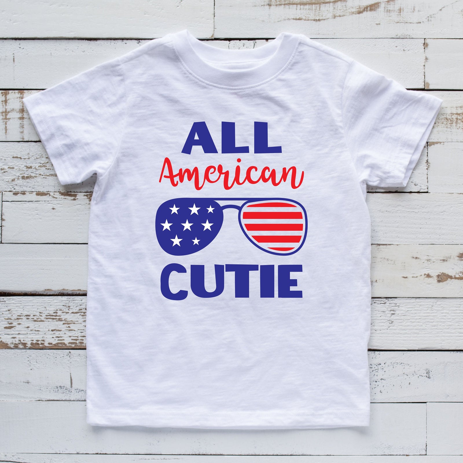 All American Cutie - Youth Fourth Of July Shirt - Memorial Day - Red White and Blue