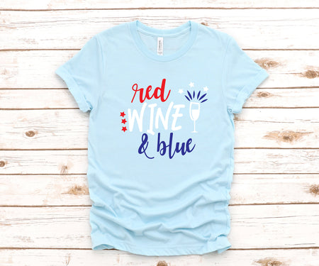 Red Wine and Blue Fourth of July Adult T Shirt Comfort