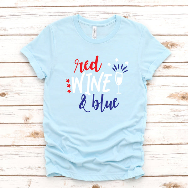 Red Wine and Blue Fourth of July Adult T Shirt Comfort